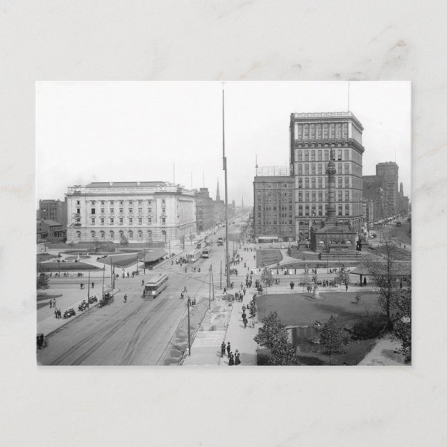 1906 Offentligt vykort på torget Cleveland Ohio (Framsida)