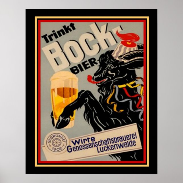 1906 Tysk Bock Beer Annons 16 x 20 Poster (Framsidan)