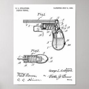 1906 Vatten Gun Patent Art Teckning Print Poster
