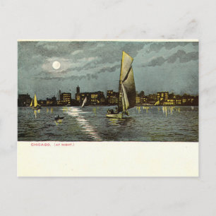 1906 Vintage Chicago i natt Vykort