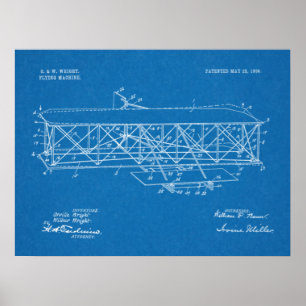 1906 Wright Brothers Flygplanspatent Art Teckning Poster