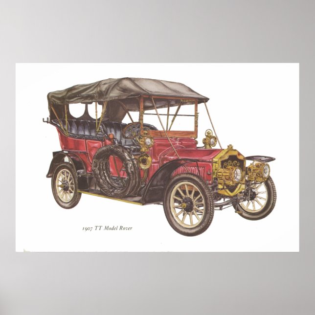 1907 TT Modell Rover Automobile Poster (Framsidan)