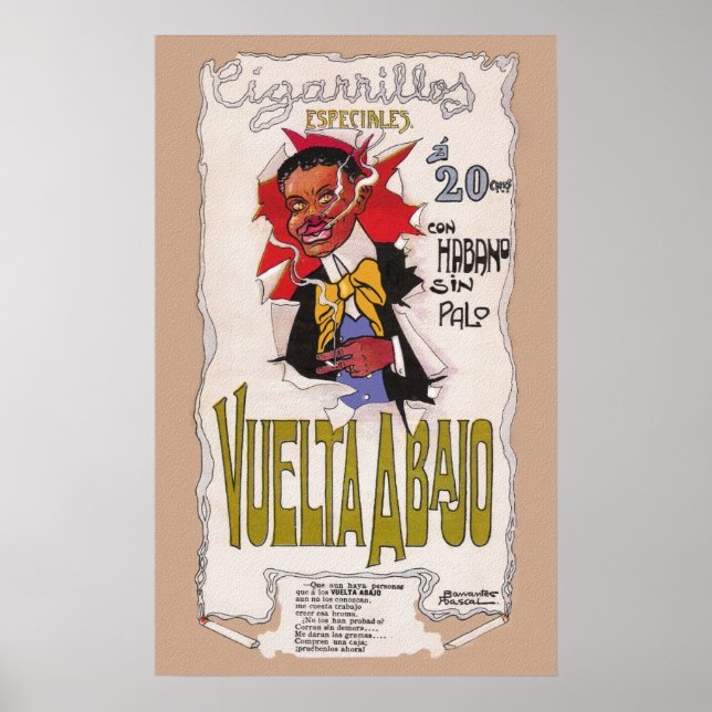 1907 Vintage Vuelta Abajo Cigarette Advertisement Poster (Framsidan)