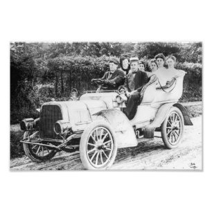1907 Vit modell G Ångfriare bil Fototryck
