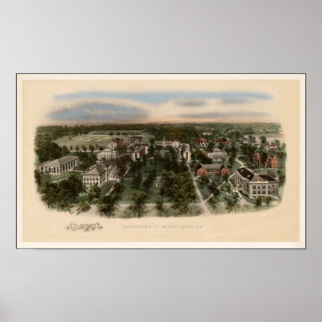 1907 Vy över Universiteten i North Carolina Poster (Framsidan)