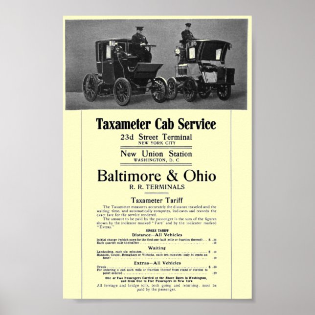 1908 års järnvägstrafik med taxameter poster (Framsidan)
