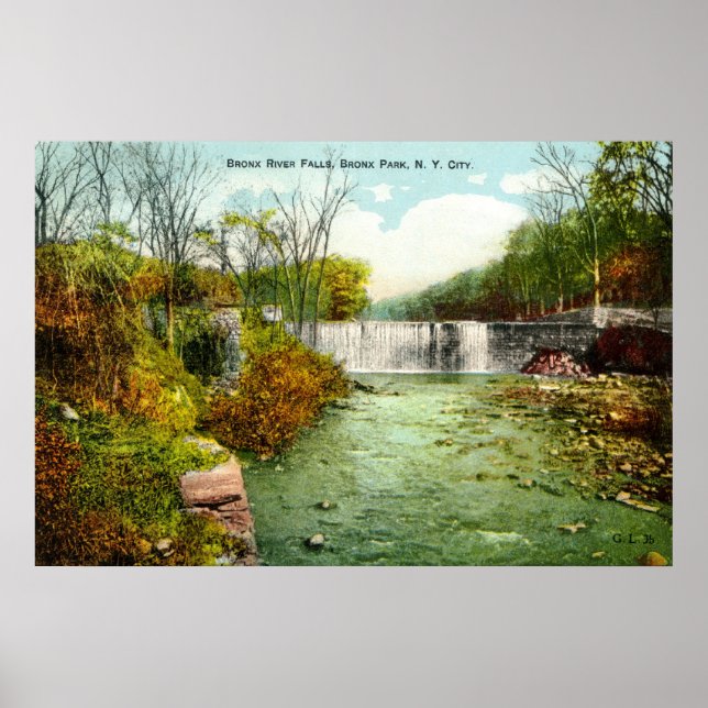 1908 Bronx River Falls, Bronx Park, New York City Poster (Framsidan)