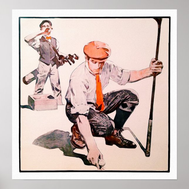1908 Golf Watercolor-utskrift Poster (Framsidan)
