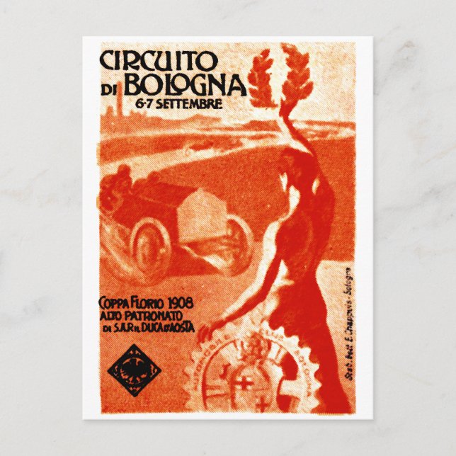 1908 Italiensk automatisk Tävla Vykort (Framsida)