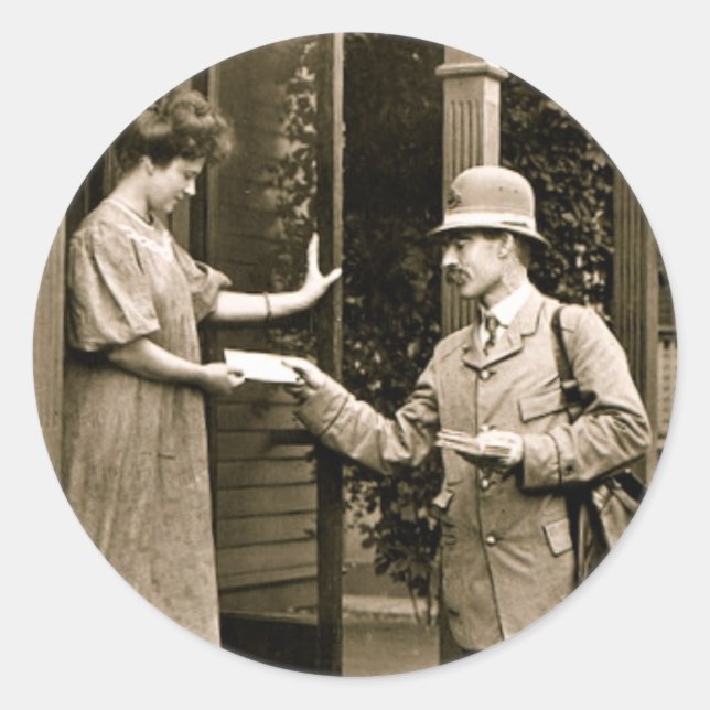 1908-post runt klistermärke (Framsida)