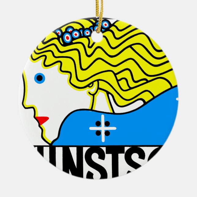 1908 Wien Art nouveau Art Show Fair Maiden Julgransprydnad Keramik (Framsidan)