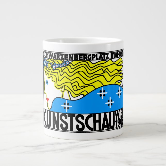 1908 Wien Art nouveau Art Show Fair Maiden Jumbo Mugg (Framsidan)