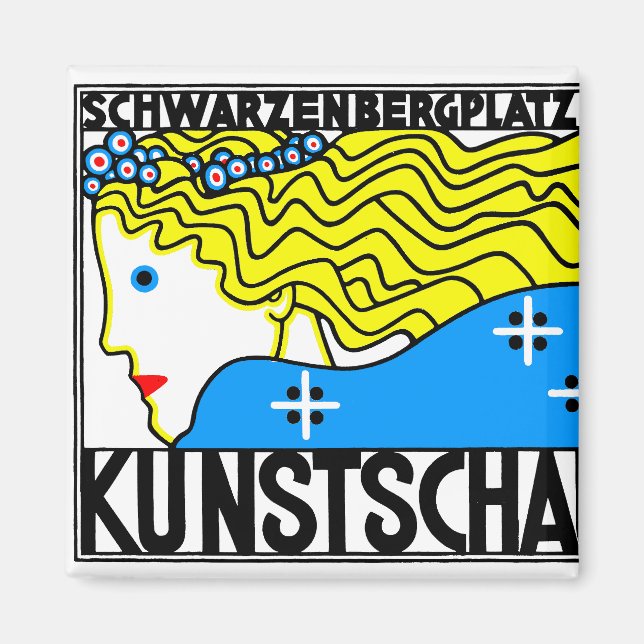 1908 Wien Art nouveau Art Show Fair Maiden Magnet (Framsidan)