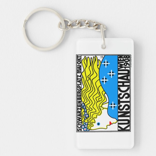 1908 Wien Art nouveau Art Show Fair Maiden Nyckelring (Framsidan)