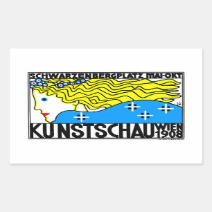1908 Wien Art nouveau Art Show Fair Maiden Rektangulärt Klistermärke