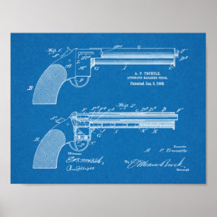 1909 Gun Auto Patent Art Teckning Skriv ut Poster