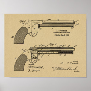 1909 Gun Auto Patent Art Teckning Skriv ut Poster