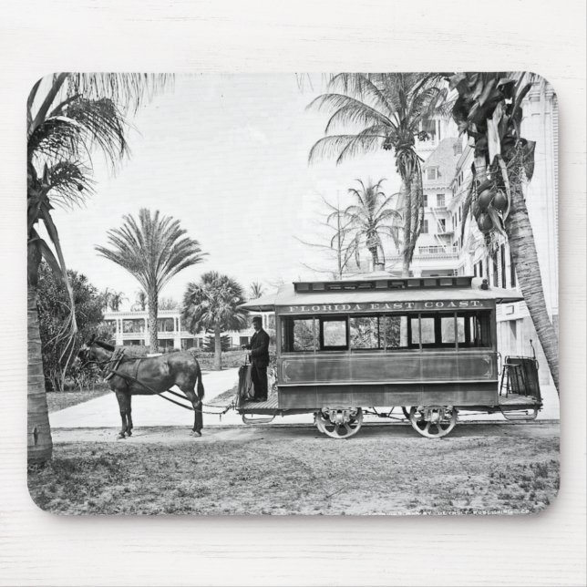 1909 Handflatan Beach Florida Trolley Mousepad Musmatta (Framsidan)