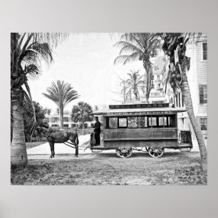1909 Handflatan Beach Florida Trolley Poster