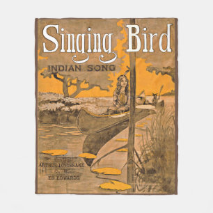 1909 Singing Bird lakan musik print Fleecefilt