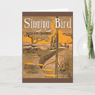 1909 Singing Bird lakan musik print Kort