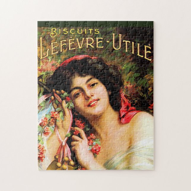 1909 söt dam Biscuits Lefevre-Utile Pussel (Vertikal)