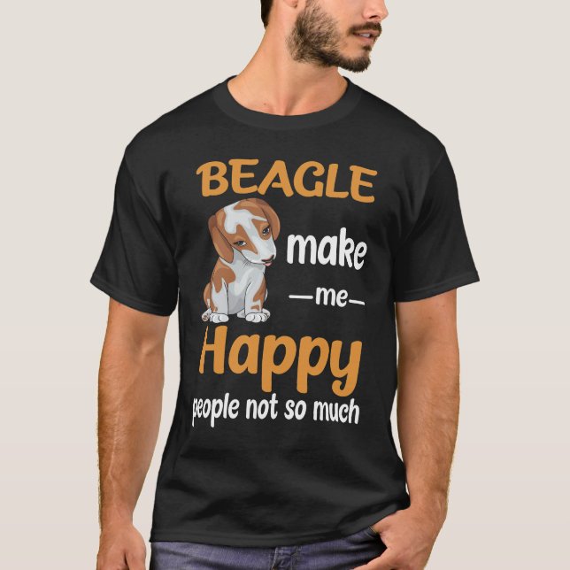 190 Beagle gör mig Lycklig T Shirt (Framsida)