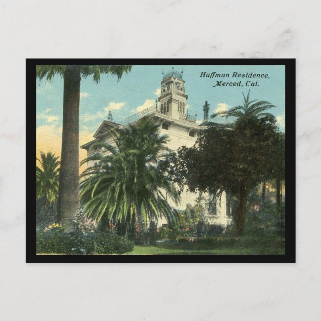 1910-1915 Huffman Mansion i Merced CA Vykort (Framsida)