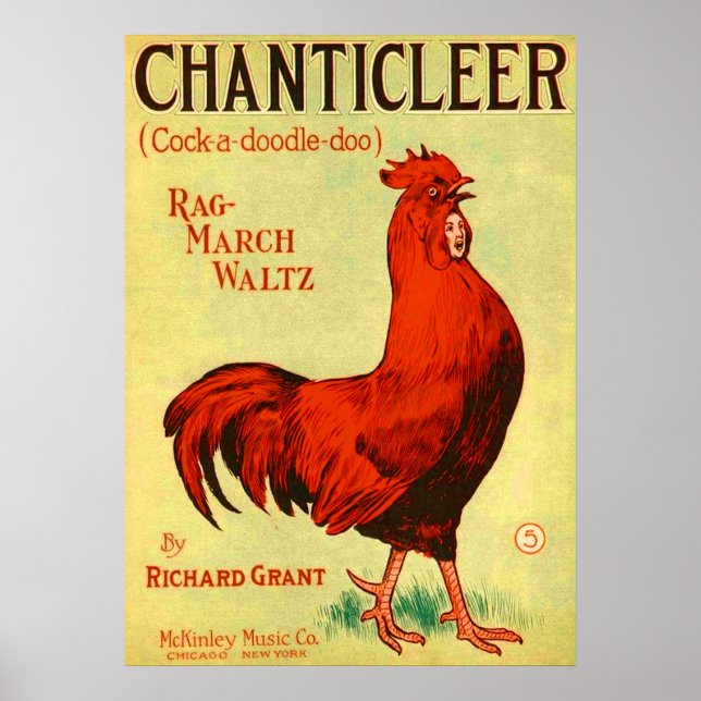 1910 Chanticleer lakan musik Poster (Framsidan)