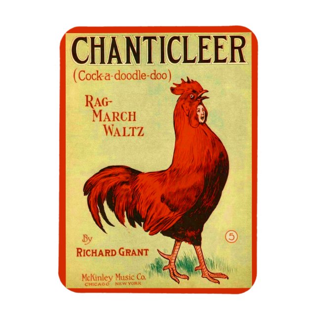1910 Chanticleer lakan musikutskrift Magnet (Vertikal)