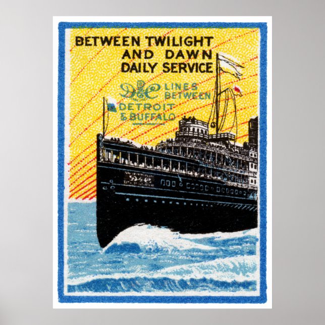 1910 Detroit to Buffalo Steamship Poster (Framsidan)