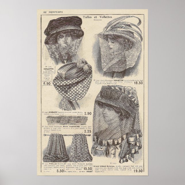 1910 Edwardian Fransk Mode Skriv ut Poster (Framsidan)