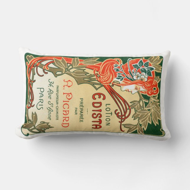 1910 Fransk Art nouveau Lumbarkudde (Framsida)