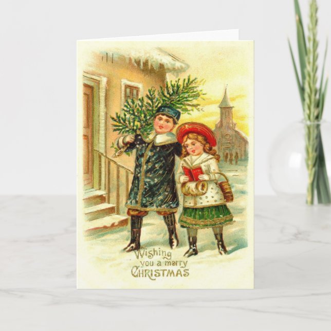 1910 ÖNSKAR EN God jul Helgkort (Framsida)