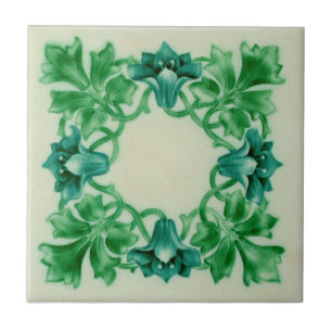 1910 Pilkington Blommigt Wandedepro mot Art nouvea Kakelplatta