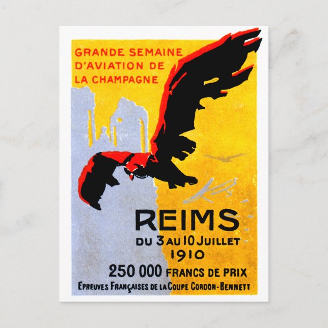 1910 Reims Luft Show Poster Vykort (Framsida)