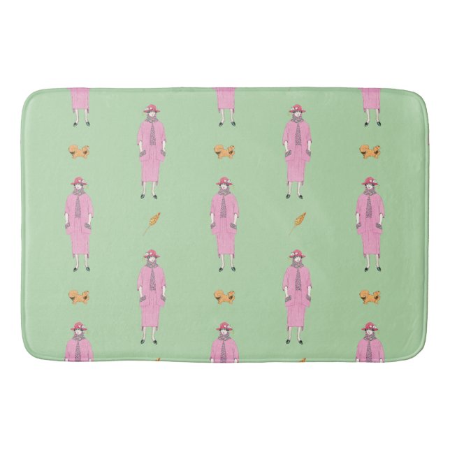 1910-talets illustration av Dam och Pekingese Hund Badrumsmatta (Framsidan)