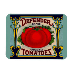 1910-talsetikett för försvarets märkestomater magnet