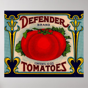 1910-talsetikett för försvarets märkestomater poster