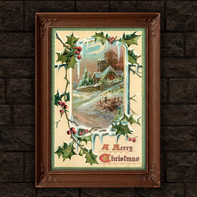 1910 Vintage jul Holly Poster art (Skapare uppladdad)