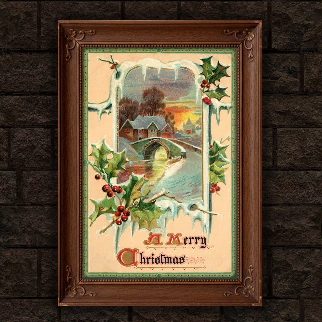 1910 Vintage jul Holly Poster art (Skapare uppladdad)