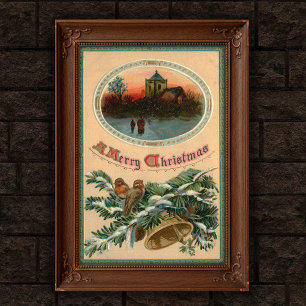 1910 Vintage jul Holly Poster art