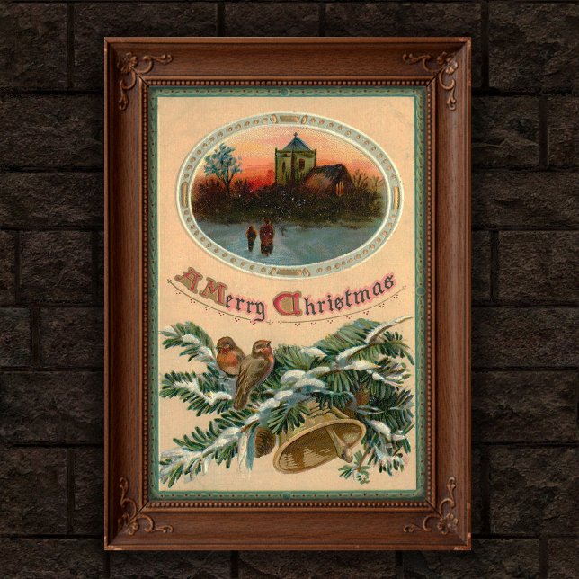 1910 Vintage jul Holly Poster art (Skapare uppladdad)