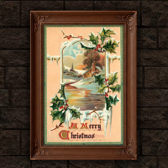 1910 Vintage jul Holly Poster art (Skapare uppladdad)