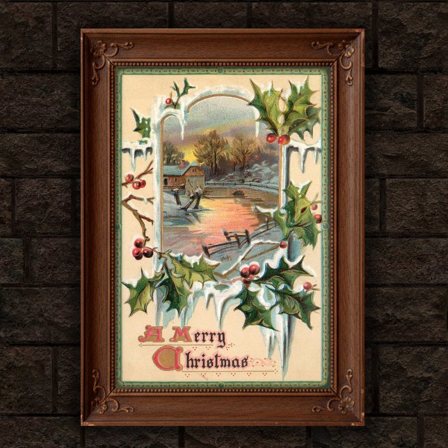 1910 Vintage jul Holly Poster art (Skapare uppladdad)