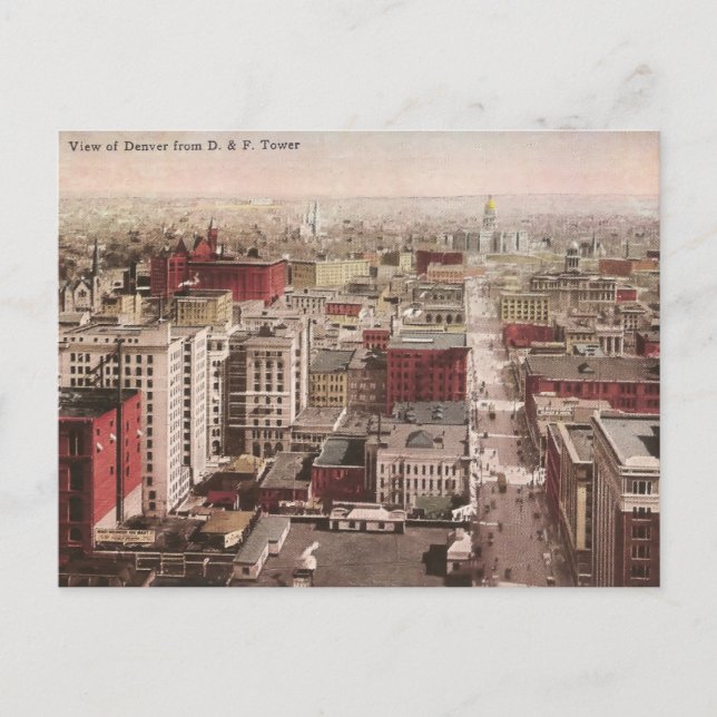 1910's View of Denver, CO från D & F Torn Vykort (Framsida)