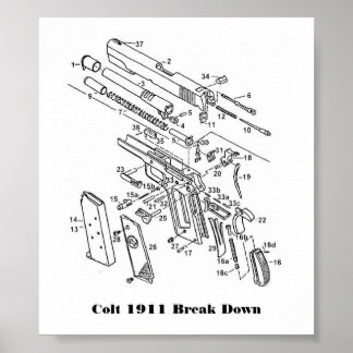 1911-delar, Colt 1911 Break Down Poster