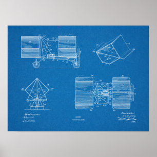 1911 Flygplanspatent Art Teckning Skriv ut Poster