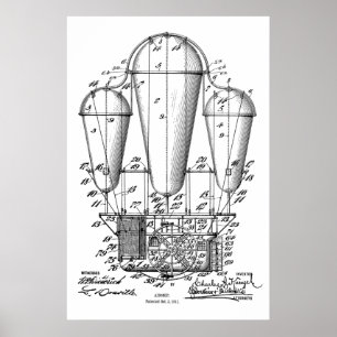 1911 Gamla utskrift av luftfartygets ballonger i T Poster