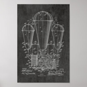 1911 Gamla utskrift av luftfartygets ballonger i T Poster